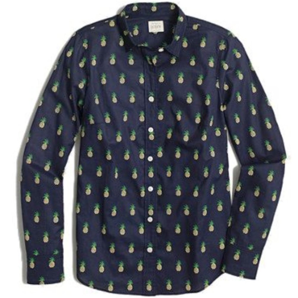 J.Crew Factory Pineapple Print "The Perfect Shirt" XS